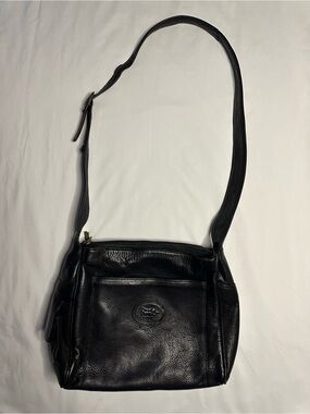 American Angel Black Genuine Leather Shoulder Bag with Gold Angel Zippers